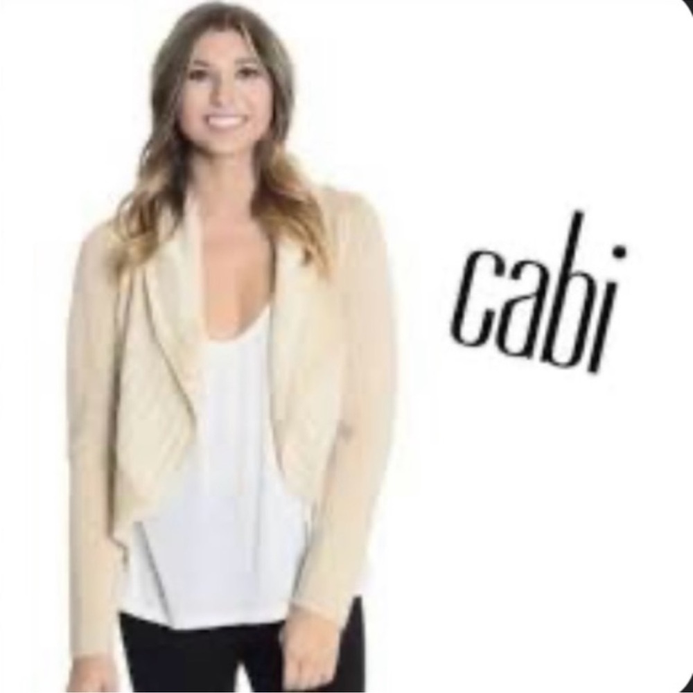 Cabi Style #483 Patchwork Tan Circle Cardigan Swe… - image 2